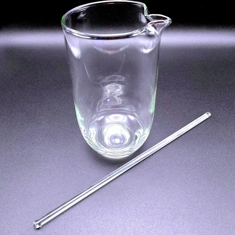 Hand Blown Clear Glass Heart Rim Cocktail Mixing Pitcher with Glass Stir Rod‎